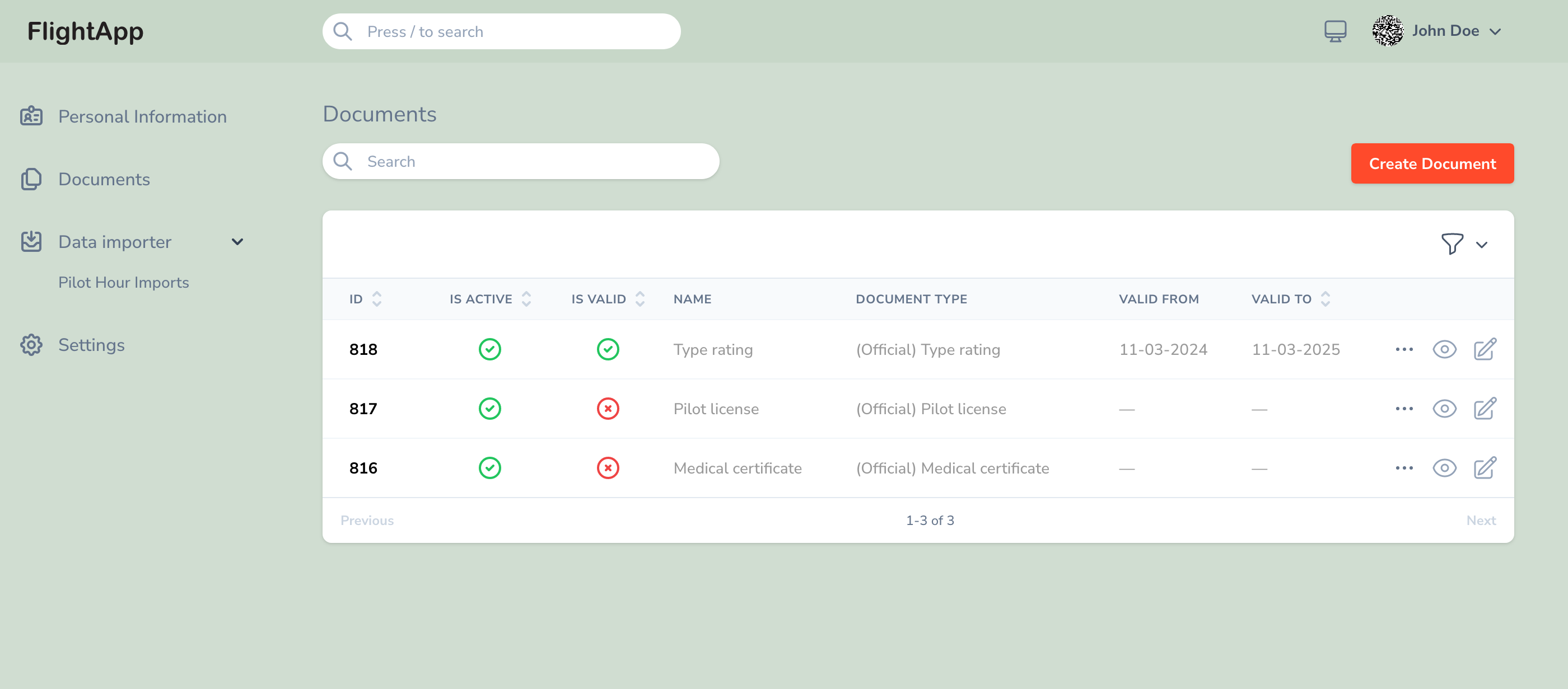 Pilot companion dashboard screenshot